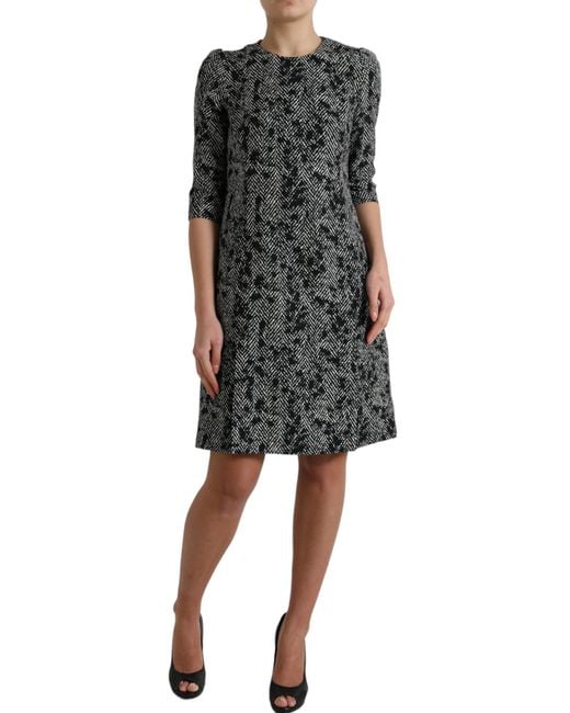 Dolce & Gabbana Black Chevron Polyester Shift Mini Dress