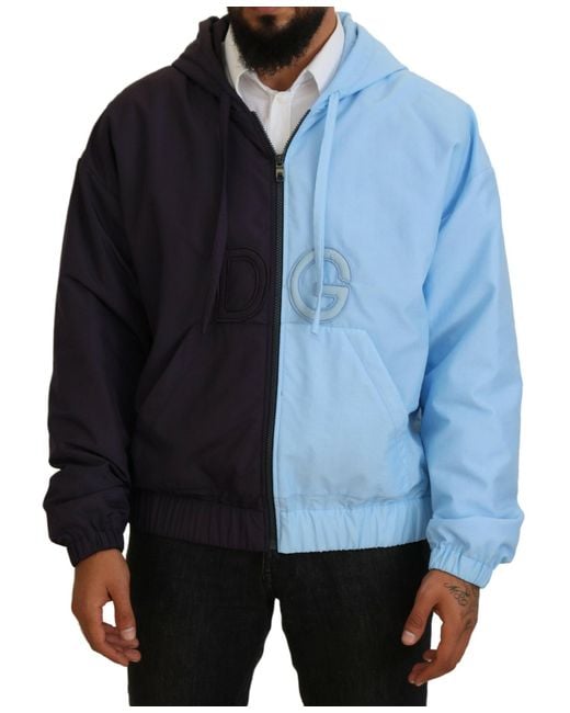 Dolce & Gabbana Blue Dg Hooded Full Zip Jacket for men