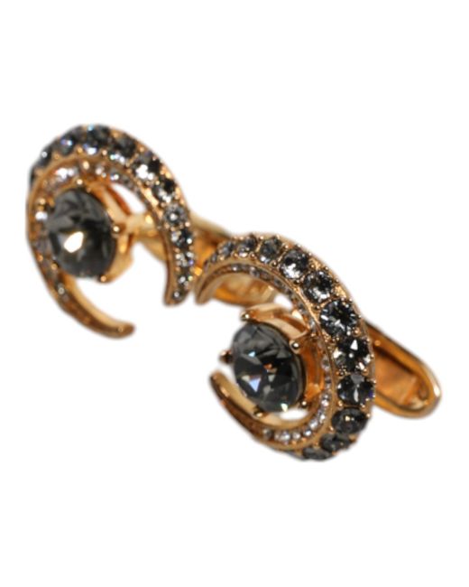 Dolce & Gabbana Metallic Brass Crystal Luna Cufflink for men