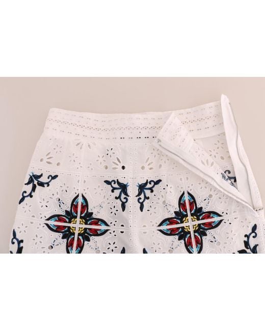 Dolce & Gabbana Black Mulicolor Majolica Cutout Capri Pants