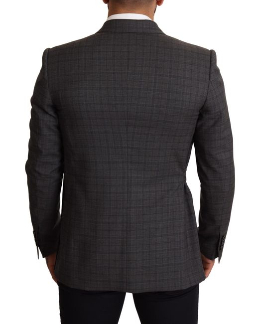 Dolce & Gabbana Black Check Wool Slim Fit Blazer Jacket for men