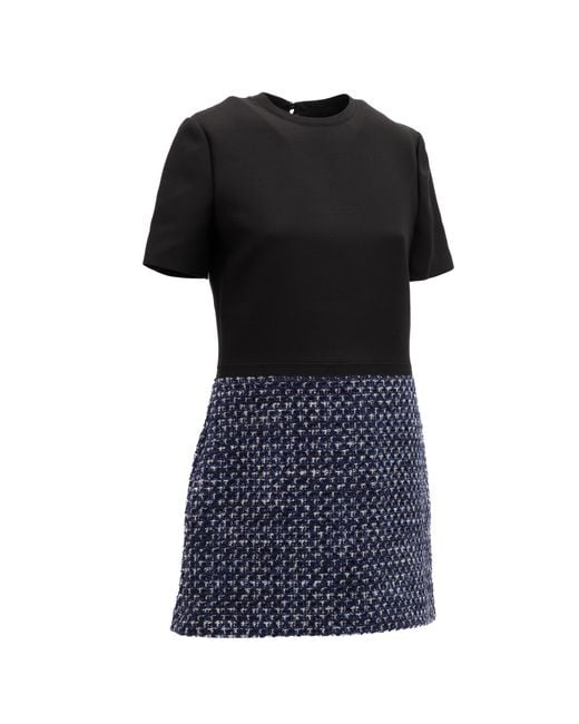 Valentino Garavani Black And Tweed Mini Dress