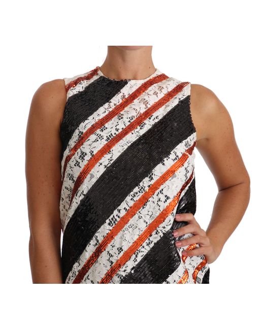 Dolce & Gabbana Multicolor Sequin Embellished Lace Shift Dres