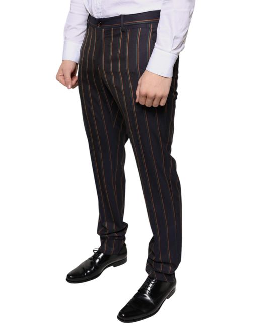 Dolce & Gabbana Blue Stripes Skinny Dress Pants for men