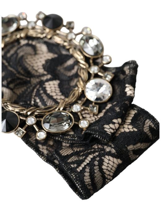 Dolce & Gabbana Black Lace Crystal Handmade Brooch Hair Pin