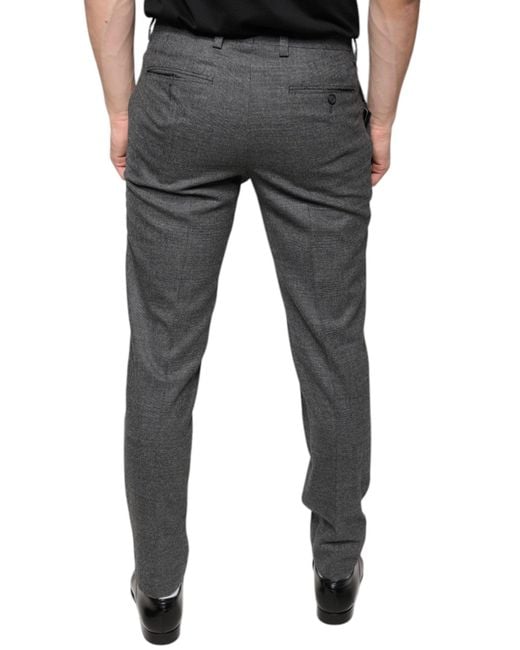 Dolce & Gabbana Black Check Tartan Wool Skinny Pants for men