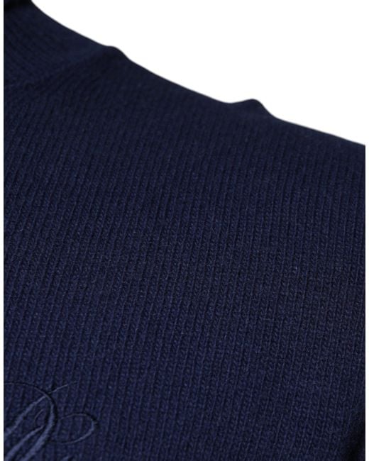 Dolce & Gabbana Blue Wool Knit Turtleneck Pullover Sweater for men
