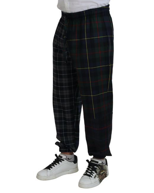 Dolce & Gabbana Black Checkered Wool Jogger Pants for men