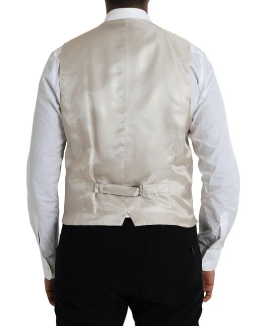 Dolce & Gabbana Gray Cotton Waistcoat Dress Formal Vest for men