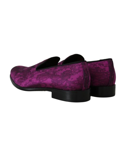 Dolce & Gabbana Purple Jacquard Loafers Dress Formal Shoes for men