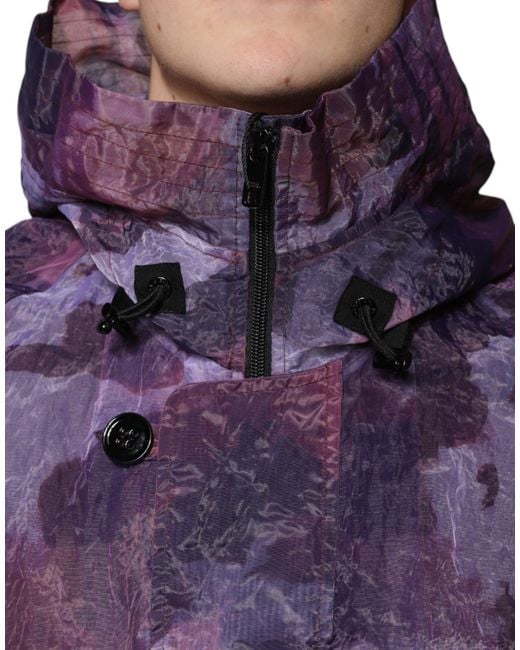 Dolce & Gabbana Purple Printed Shell Jacket Camouflage Nylon for men