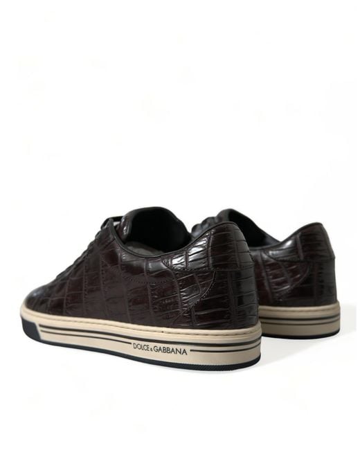 Dolce & Gabbana Black Croc Exotic Leather Casual Sneakers Shoes for men