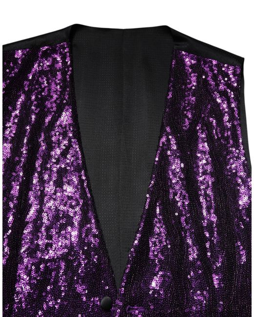 Dolce & Gabbana Blue Sequined Dress Formal Waistcoat Vest for men