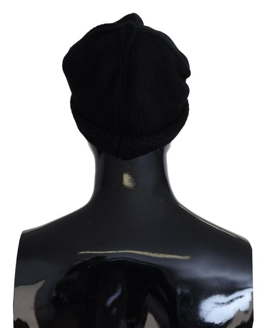 Dolce & Gabbana Black Virgin Wool Winter Beanie Cap Hat
