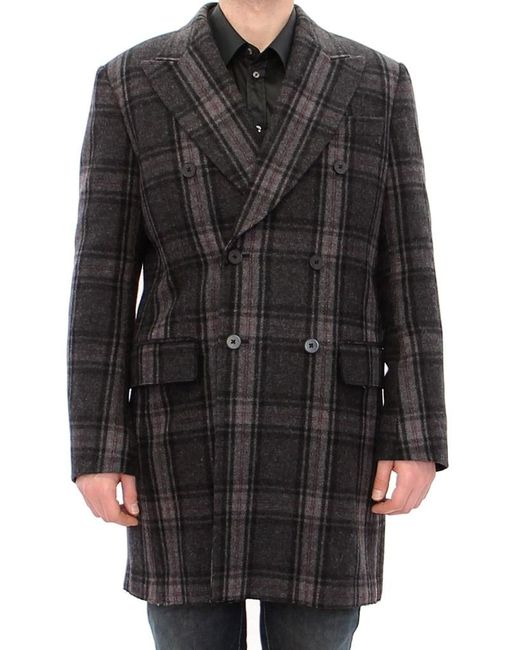 Dolce & Gabbana Black Double Breasted Coat Jacket for men