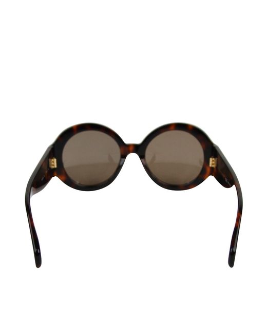 McQueen Brown Plastic Acetate Round Sunglasses