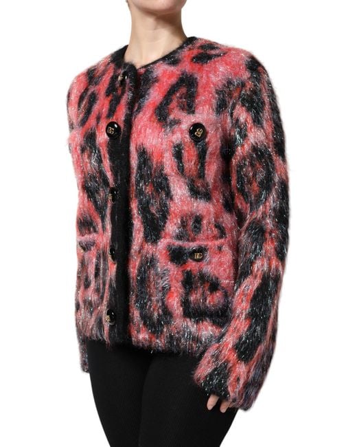 Dolce & Gabbana Red Mohair Wool Button Down Cardigan Sweater