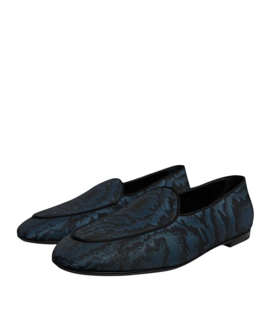 Dolce & Gabbana Black Flats Loafers Dress Shoes for men