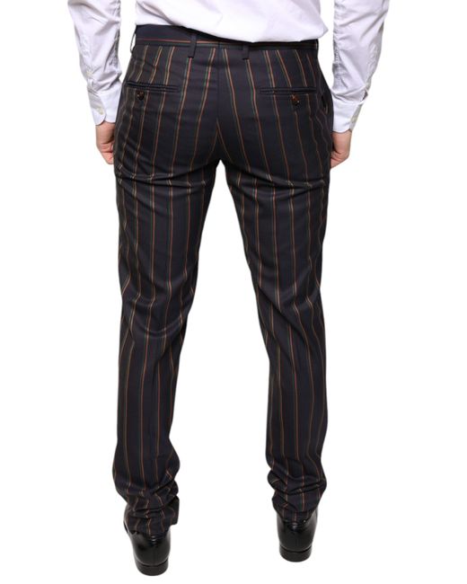 Dolce & Gabbana Blue Stripes Skinny Dress Pants for men