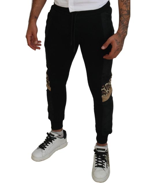 Dolce & Gabbana Black Polyester Skinny Jogger Pants for men
