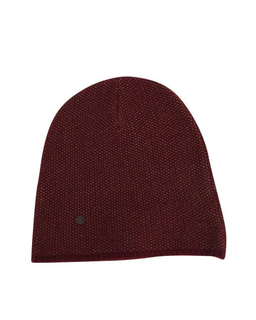 Gucci Red Wool Cashmere Cotton Medium Knit Beanie Hat With Logo
