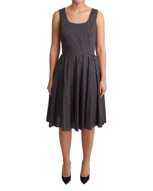Dolce & Gabbana Black Floral Cotton A-Line Stretch Dress