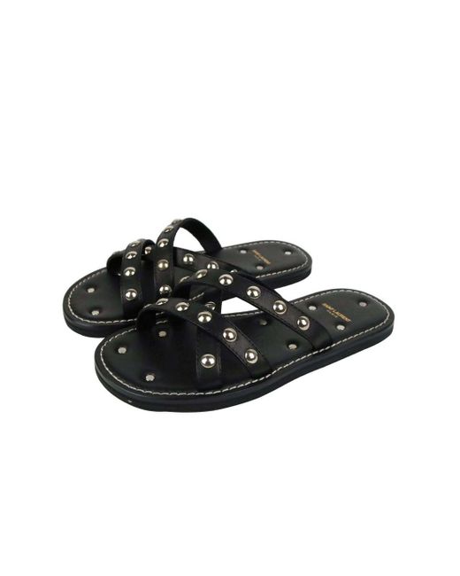 Saint Laurent Black Leather Sandal With Studs for men