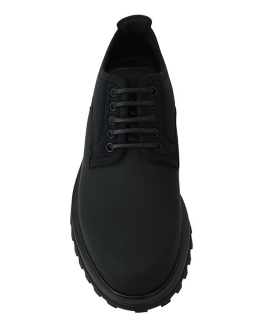 Dolce & Gabbana Black Neoprene And Calfskin Derby Shoes for men