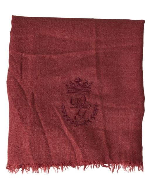 Dolce & Gabbana Red Cashmere Knit Wrap Shawl Fringe Scarf for men