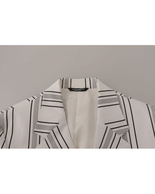 Dolce & Gabbana Brown Stripes Cotton Single Breasted Blazer Nylon Elastane Clothing for men