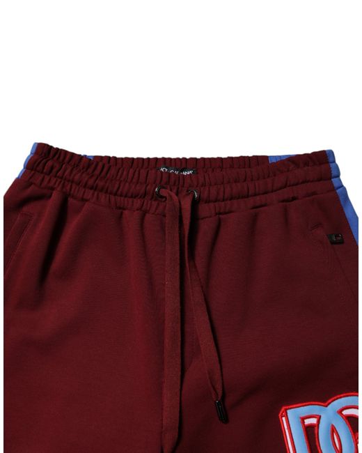 Dolce & Gabbana Red Colorblock Joggers With Logo Patch for men