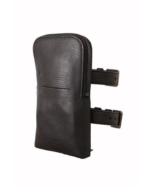 Dolce & Gabbana Black Leather Purse Double Belt Strap Multi Kit Wallet for men