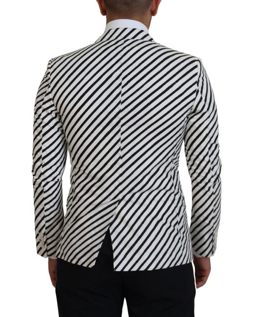 Dolce & Gabbana Gray Striped Slim Fit Jacket Blazer for men