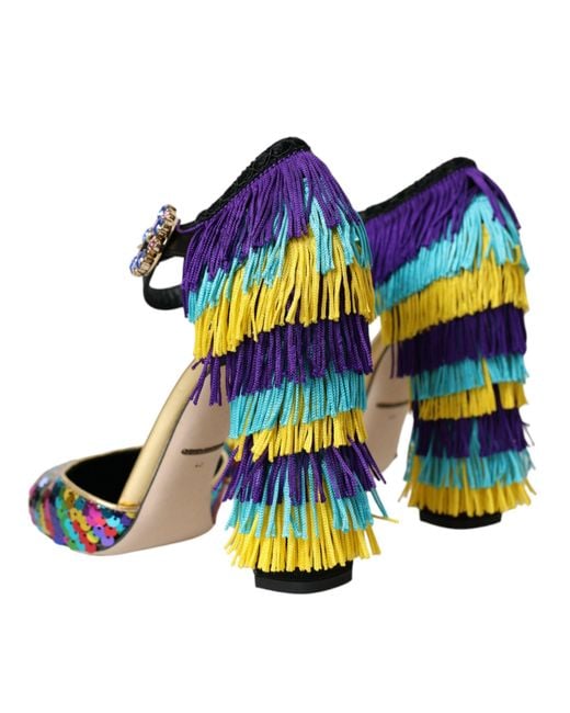 Dolce & Gabbana Black Sequin Crystal Mary Jane Shoes