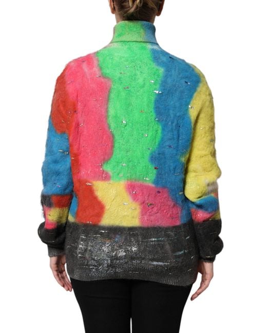 Dolce & Gabbana Gray Mohair Turtleneck Pullover Sweater