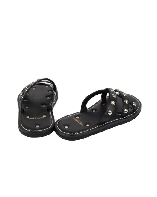 Saint Laurent Black Leather Sandal With Studs for men