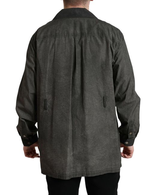 Dolce & Gabbana Black Cotton Collared Long Sleeves Shirt for men