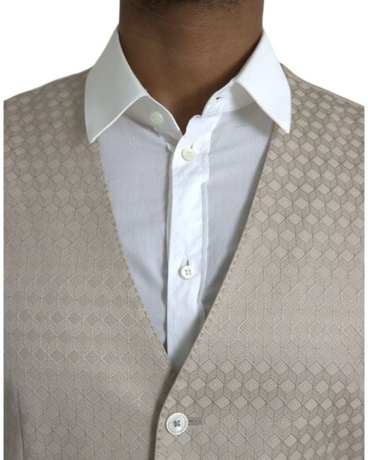 Dolce & Gabbana Gray Cotton Waistcoat Dress Formal Vest for men