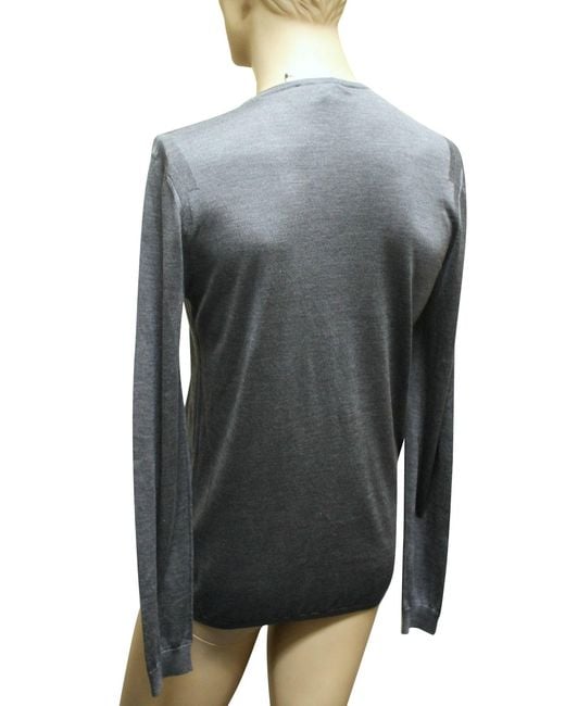 Gucci Gray Top Buttoned Silk Large Sweater for men