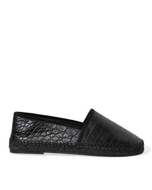 Dolce & Gabbana Black Exotic Leather Espadrilles Slip On Shoes for men