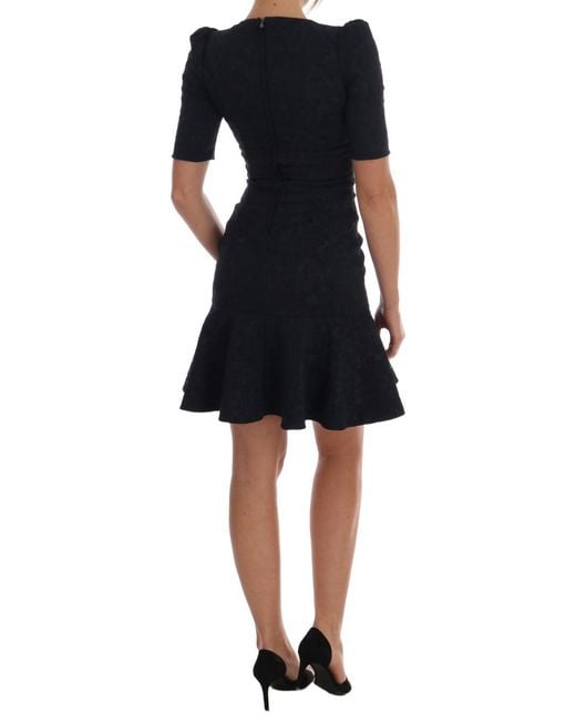 Dolce & Gabbana Dolce Gabbana Black Blue Flare Mini Dress