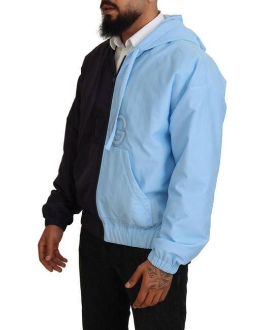 Dolce & Gabbana Blue Dg Hooded Full Zip Jacket for men