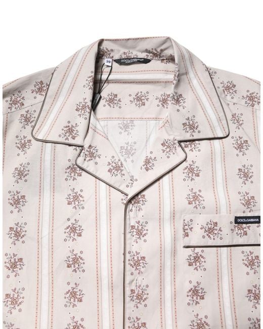 Dolce & Gabbana Natural Floral Print Cotton Pajama Set Sleepwear for men