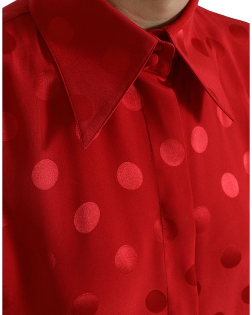 Dolce & Gabbana Polka Dot Sleeveless Collared Blouse Top