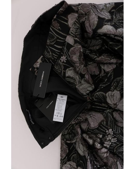 Dolce & Gabbana Black Brocade Floral Skirt Material_Acetate