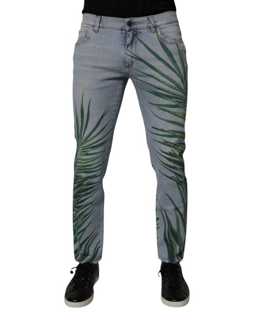 Dolce & Gabbana Gray Light Leaf Cotton Classic Denim Jeans Elastane Clothing for men
