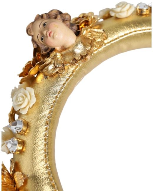 Dolce & Gabbana Metallic Leather Floral Crystal Angel Headset Headphones