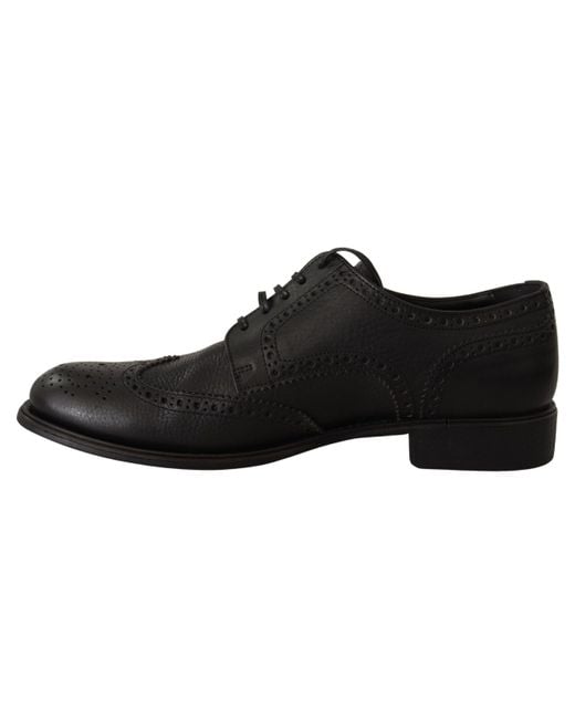 Dolce & Gabbana Black Leather Oxford Wingtip Formal Dress Shoes for men