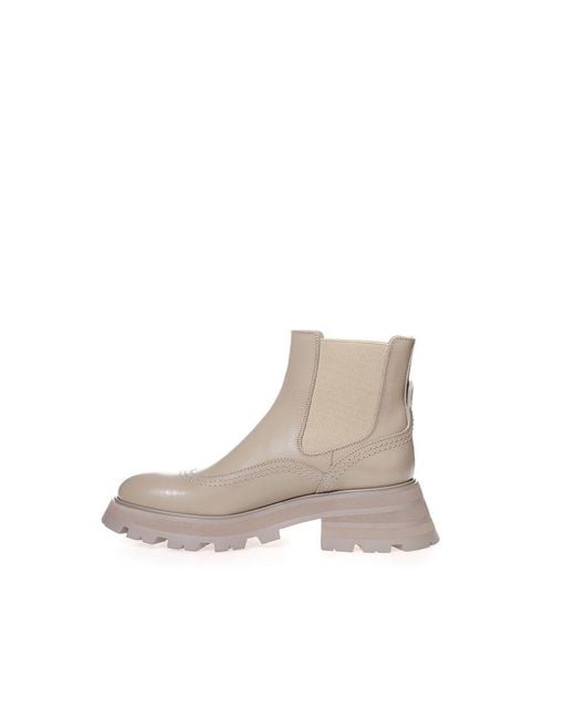 McQueen Gray Chic Leather Boots For Elegant Steps