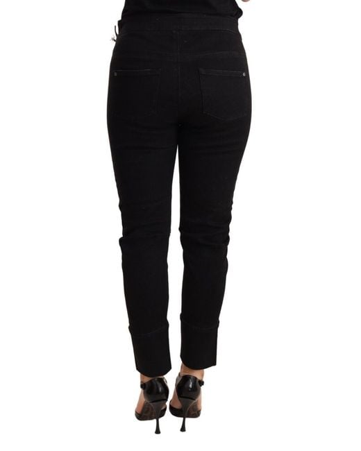 Ermanno Scervino Black Chic Low Waist Skinny Cotton Trousers